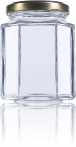 Vasetto in vetro per miele o salse 196ml - Esagonale