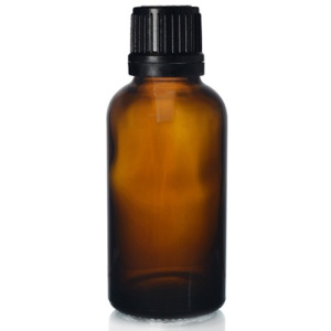 Bottiglia per tintura propoli o olio essenziale 30 ml - con contagocce e tappo nero