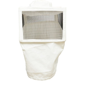Maschera quadrata a cappello con rete metallica - Bianco