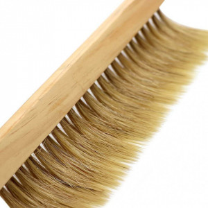 Spazzola per api con 2 file di peli artificiali con manico dritto in legno