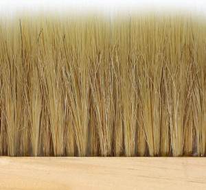 Spazzola per api con 2 file di peli artificiali con manico dritto in legno