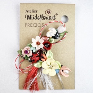 Martisor tip brosa, Litera cu Perle si margele placate cu aur model 26LITA - Img 2