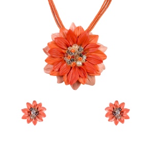 Set handmade cu cercei bobite cu cristale, model 39