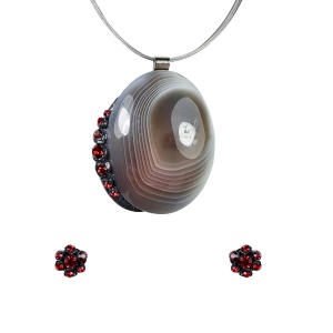 Set unicat cu cercei bobite cu cristale, model 19