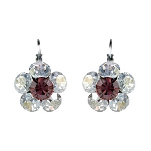 Cercei Round Stones Chaton Flower SS29, model 450