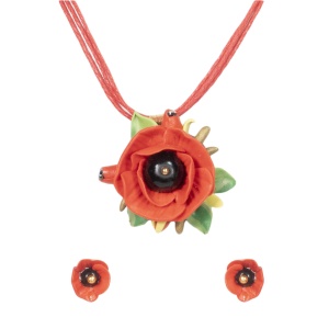 Set handmade cu cercei bobite cu cristale, model 18