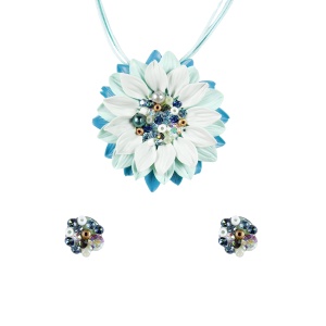 Set handmade cu cercei bobite cu cristale, model 36