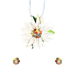 Set handmade cu cercei bobite cu cristale, model 46