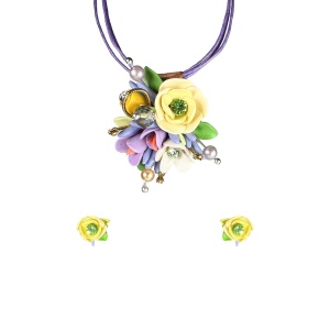 Set handmade cu cercei bobite cu cristale, model 54