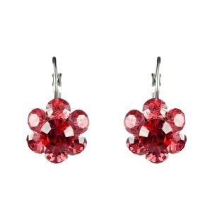 Cercei Round Stones Chaton Flower SS29, model 458