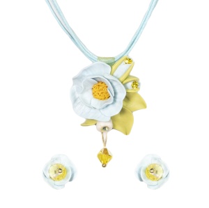 Set handmade cu cercei bobite cu cristale, model 12
