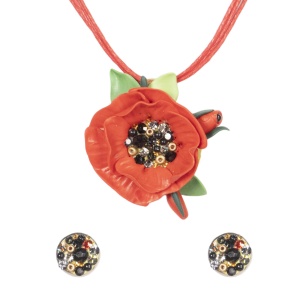 Set handmade cu cercei bobite cu cristale, model 19