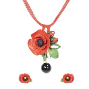 Set handmade cu cercei bobite cu cristale, model 20