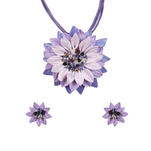 Set handmade cu cercei bobite cu cristale, model 37