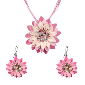 Set handmade cu cercei lungi cu cristale, model 30