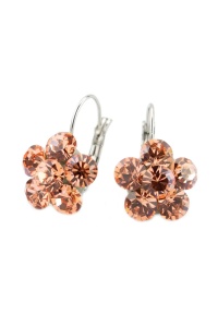Cercei Round Stones Chaton Flower 23mm, model 328