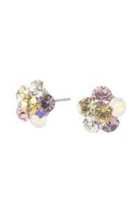 Cercei Round Stones Chaton Flower, model 364