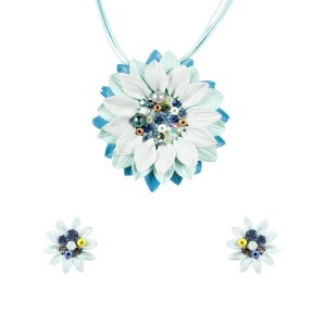 Set handmade cu cercei bobite cu cristale, model 38