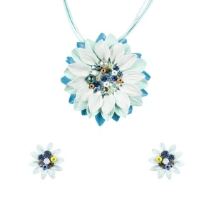 Set handmade cu cercei bobite cu cristale, model 38