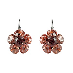 Cercei Round Stones Chaton Flower SS29, model 453