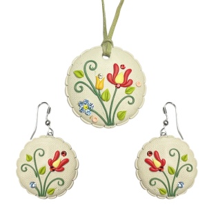 Set cu cercei lungi motive Traditionale model 04