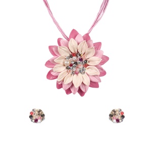 Set handmade cu cercei bobite cu cristale, model 35