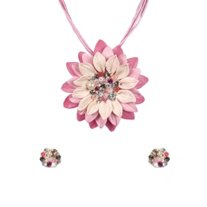 Set handmade cu cercei bobite cu cristale, model 35