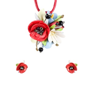 Set handmade cu cercei bobite cu cristale, model 45
