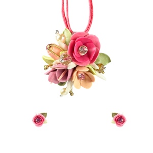 Set handmade cu cercei bobite cu cristale, model 56