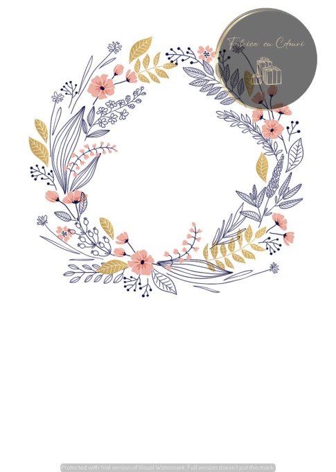 Invitație cu coroniță florală în culori pastel