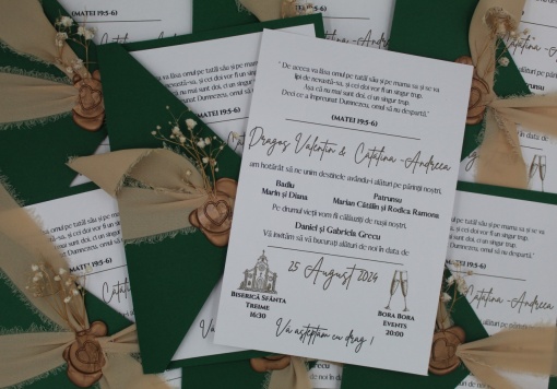 Invitație Nuntă "Fundiță Crem"