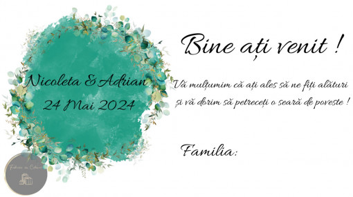 Plic pentru bani nuntă elegant cu coroniță florală alb-verde