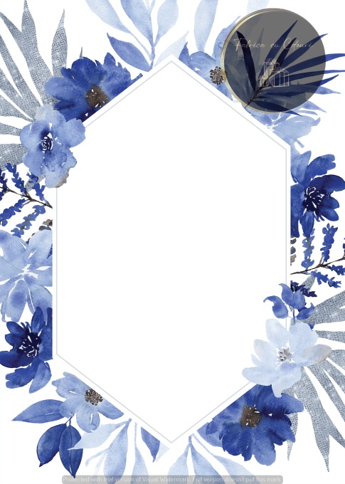 Invitație florală albastră