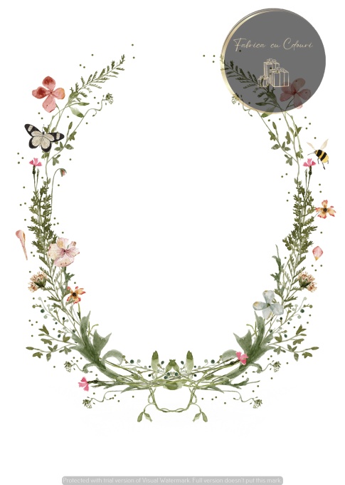 Invitație nuntă florală coroniță delicată
