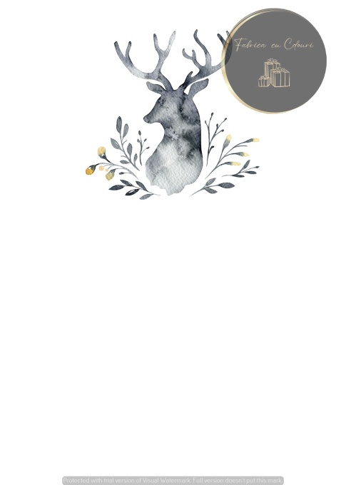 Invitație nuntă minimalistă cu cerb artistic