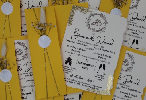Invitație Nuntă "Rafinat Galben"