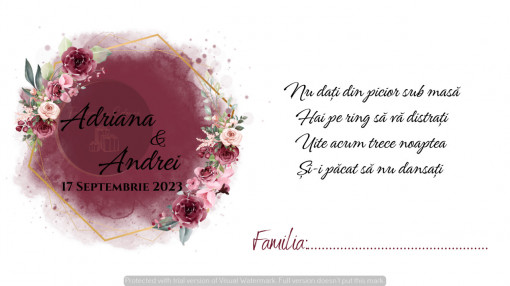 Plic pentru bani nuntă elegant burgundy cu flori