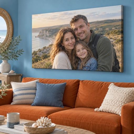 Tablou canvas cu fotografia familiei, fără caricatură