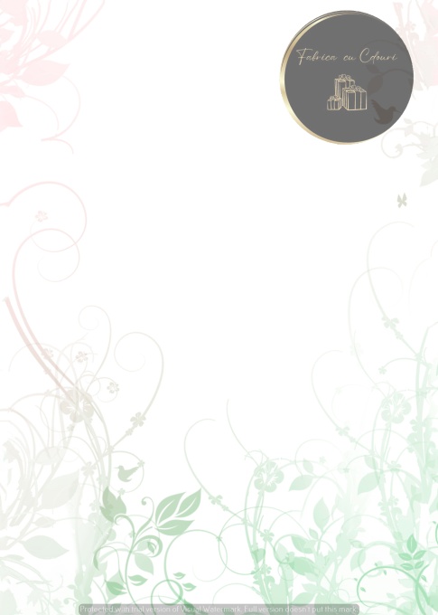 Invitație albă cu imprimeu floral verde pastel