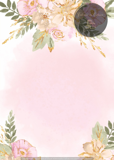 Invitație roz pastel cu flori vintage