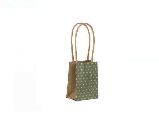 Sacosa Cadou Kraft XXS Verde Olive cu Buline Aurii