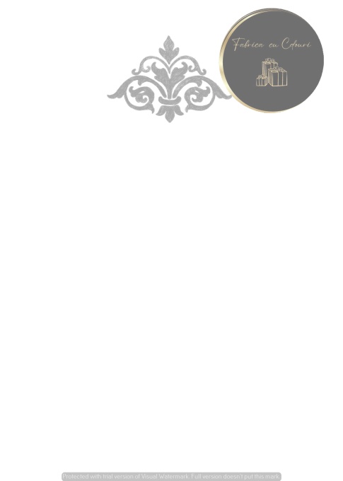 Invitație albă cu ornament gri minimalist