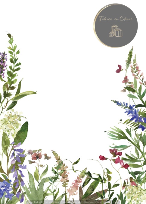 Invitație florală de câmp cu fundal alb