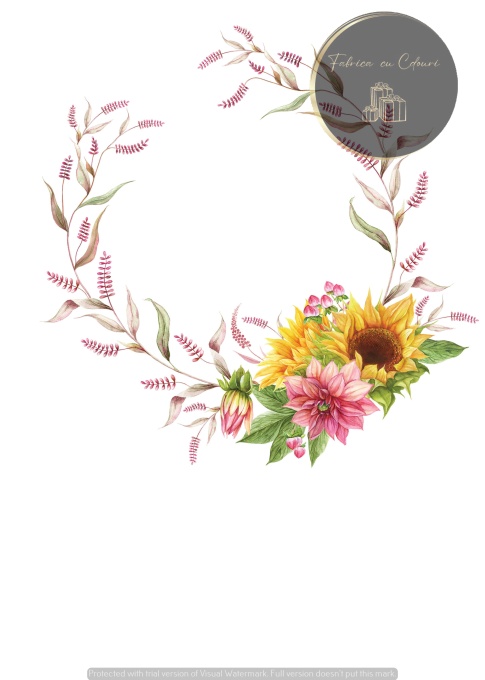 Invitație nuntă florală cu floarea-soarelui