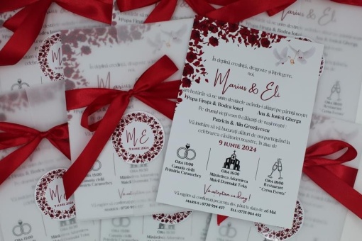 Invitație Nuntă "Fundiță Roșie "