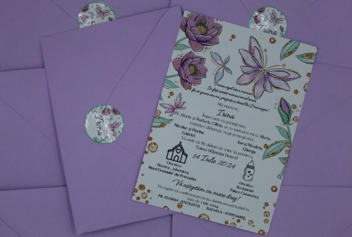 Invitație Botez "Sticker Personalizat"