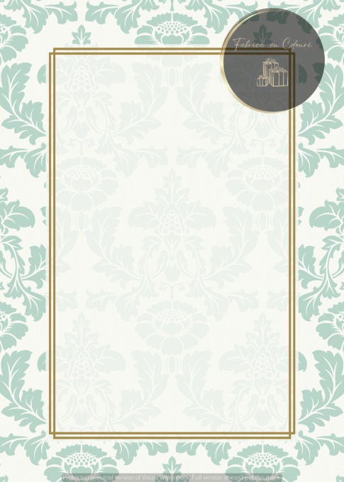 Invitație nuntă clasică verde cu model ornamental