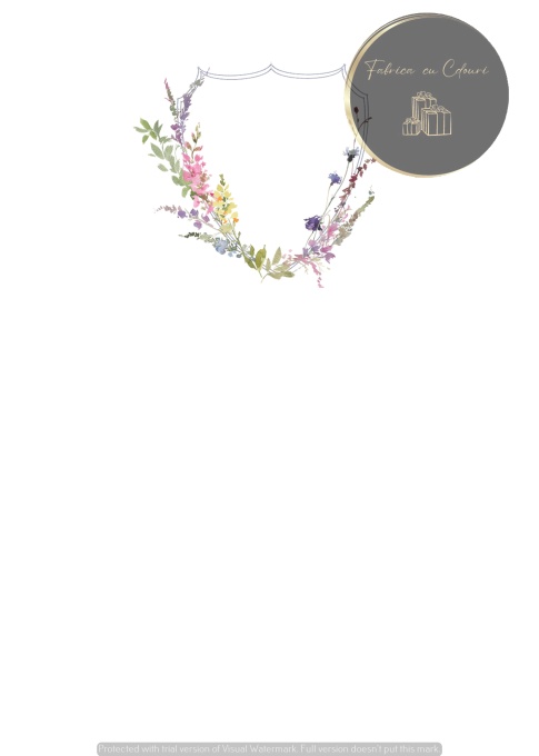 Invitație nuntă minimalistă cu coroniță florală delicată