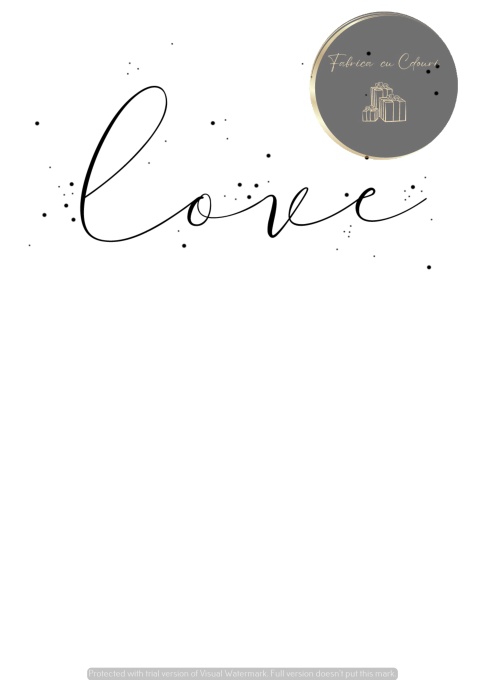 Invitație nuntă minimalistă cu text „Love”