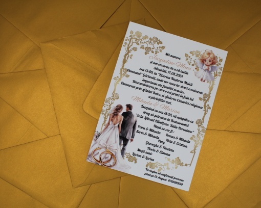 Invitație Nuntă "Plic auriu"